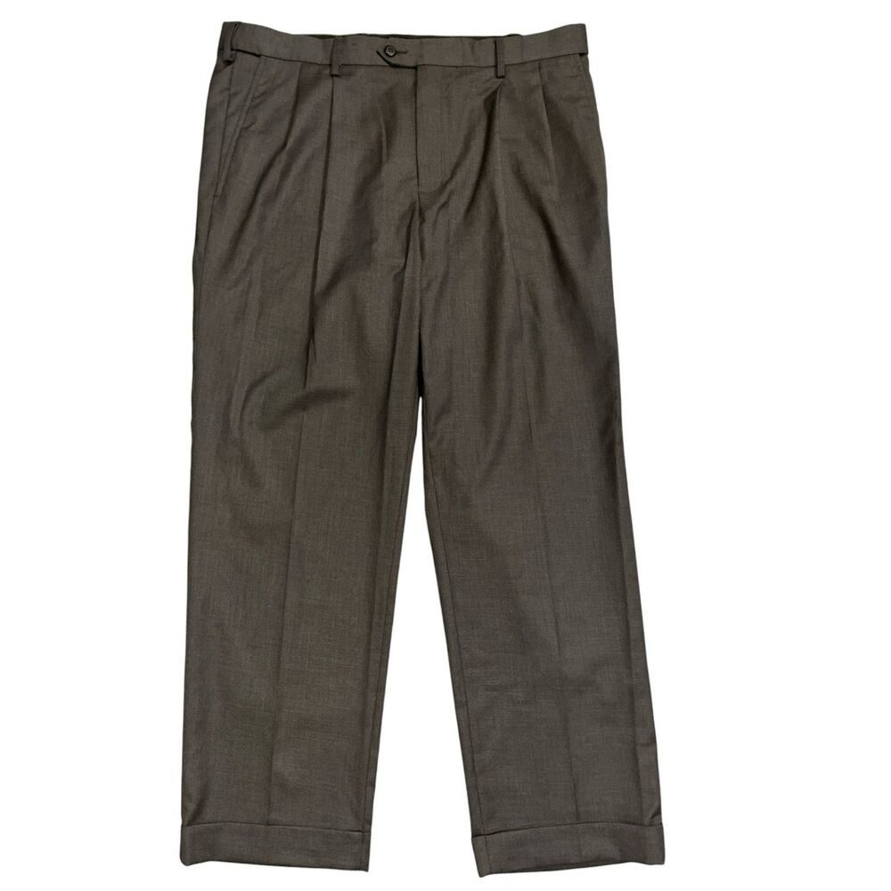 Stafford Men’s Dress Pants 36x30 Gray Sharkskin Classic Pleated Trousers